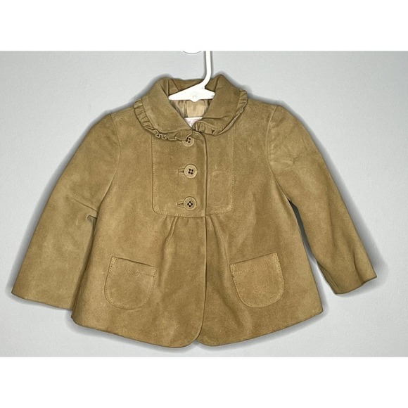 Luxe Baby Janie and Jack Bohemian Tan Leather Suede Coat - 6-12 Months - Picture 1 of 4